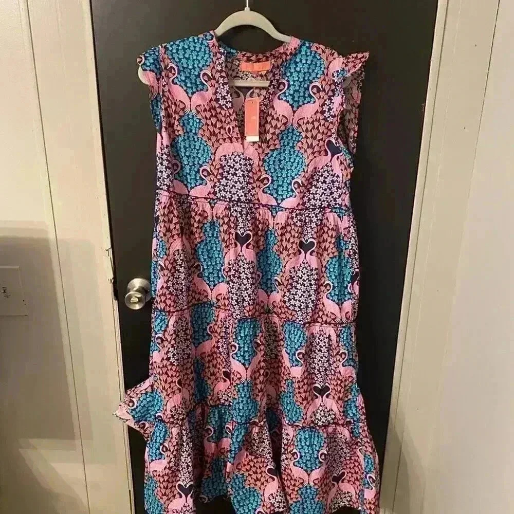 Simply Southern Ruffle Maxi Dress Tropical size S